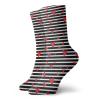 Hearts Fashion Compression Socks,Horizontally Striped Background With Scattered Romantic,Performance Polyester Cushioned Athletic Crew Socks for Running,Athletic,Black White Vermilion -12 inch view 1
