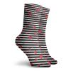 Hearts Fashion Compression Socks,Horizontally Striped Background With Scattered Romantic,Performance Polyester Cushioned Athletic Crew Socks for Running,Athletic,Black White Vermilion -12 inch view 2