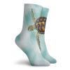 GULTMEE Turtle Funky Colorful Cushion Sport Socks,Cute Baby Turtle Swimming In Abstract,Athletic Cushioned Running Performance Crew Socks For Men/Women,Seafoam Brown Light Coffee -12 inch view 2