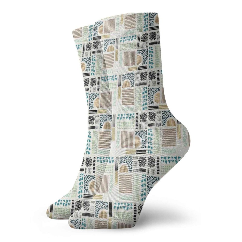 Aztec Funny Compression Socks Women and Men,Native American Geometric Shapes In Hand Drawn Style Ethnic Primitive Art Design,Best for Circulation,Running,Athletic,Nurse,Travel,Multicolor -12 inch