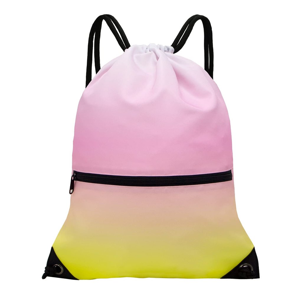 HOLYLUCK Drawstring Backpack Bag Sport Gym Sackpack (gradient yellow pink)