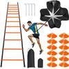 Pro Speed Agility Training SetIncludes 12 Rung 20ft Adjustable Agility Ladder with Carrying Bag, 12 Disc Cones, 4 Steel Stakes, 1 Running Parachute for Training Football, Soccer, Basketball Athletes view 1