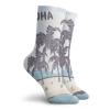 Vintage Beach Fashion Compression Socks,Cute Illustration Alohad Hawaiian Island Palm,Performance Polyester Cushioned Athletic Crew Socks for Running,Athletic,Pale Blue Purpleblue Champagne -12 inch view 2