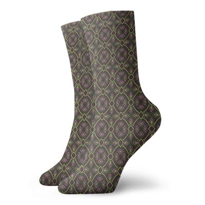 GULTMEE Celtic Funky Colorful Cushion Sport Socks,Floral Ethnic Celtics Heraldic Tribal Symbolic,Athletic Cushioned Running Performance Crew Socks For Men/Women,Purple Green -12 inch