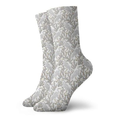 GULTMEE Bird Funky Colorful Cushion Sport Socks,Pattern With Heron Bird And Cranberry,Athletic Cushioned Running Performance Crew Socks For Men/Women,Multicolor -12 inch