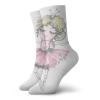 Ballerina Funny Compression Socks Women and Men,Curly Blonde Haired Cute Dancer Girl Pencil Drawing In Muted Tones Funny Doodle,Best for Circulation,Running,Athletic,Nurse,Travel,Multicolor -12 inch view 1