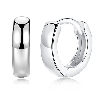 1 Pairs Small Hoop Earrings for Women Men, Sterling Silver Post Sleeper Cartilage Huggie Earring Set, 3mm in Width, Diameter in 10mm