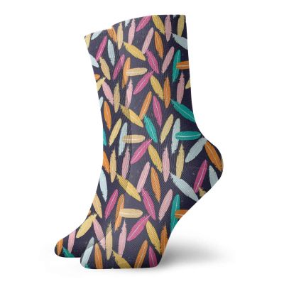 GULTMEE Colorful Fashion Compression Socks,Lively Colored Feathers On A Dark,Performance Polyester Cushioned Athletic Crew Socks for Running,Athletic,Multicolor -12 inch