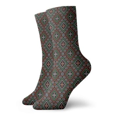 Tribal Funny Compression Socks Women and Men,Boho Style Pattern With Geometric Aztec Ornament Modern And Ethnic Folkloric Design,Best for Circulation,Running,Athletic,Nurse,Travel,Multicolor -12 inch
