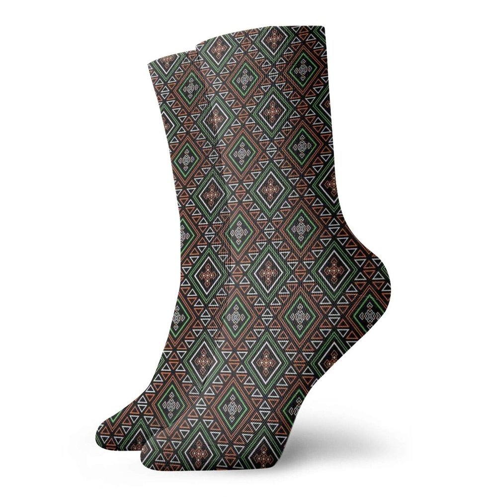 Tribal Funny Compression Socks Women and Men,Boho Style Pattern With Geometric Aztec Ornament Modern And Ethnic Folkloric Design,Best for Circulation,Running,Athletic,Nurse,Travel,Multicolor -12 inch