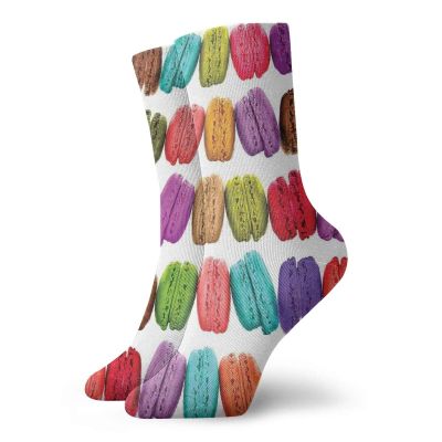 Colorful Fashion Compression Socks,French Macarons In A Row Coffee Shop Cookies Flavours Pastry Bakery Food,Performance Polyester Cushioned Athletic Crew Socks for Running,Athletic,Multicolor -12 inch