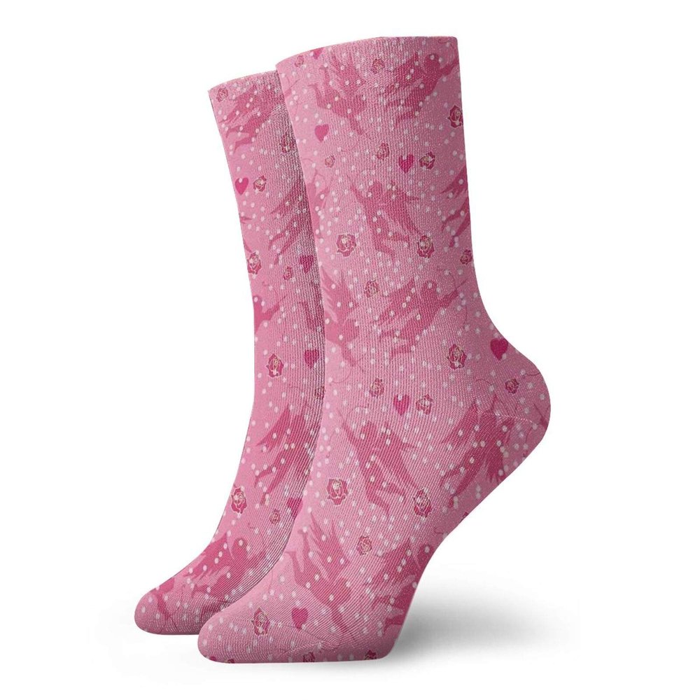 Angel Funny Compression Socks Women and Men,Eros With Hearts And Old Fashioned Polka Dots Rose Petals Valentine Retro,Best for Circulation,Running,Athletic,Nurse,Travel,Hot Pink Blush Magenta -12 inch