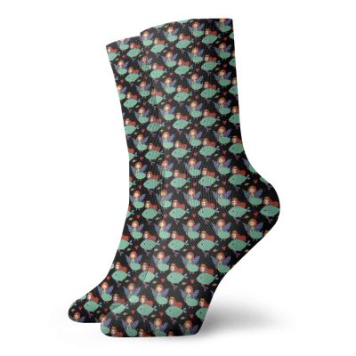 GULTMEE Angel Wings Funky Colorful Cushion Sport Socks,Princess Girl With Fishes In A,Athletic Cushioned Running Performance Crew Socks For Men/Women,Multicolor -12 inch