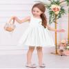 OBEEII Infant Baby Girls Bowknot Pageant Dress Toddler Christening Princess Birthday Wedding Prom Tutu Dress Formal Satin Flower Girl Dress Cute Baptism Photoshoot Outfit White 6-7 Years view 2