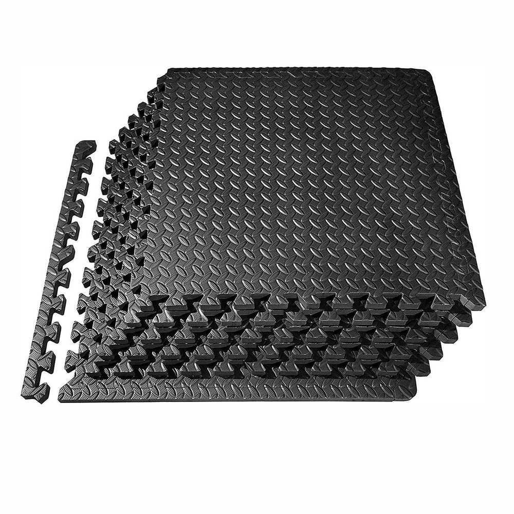 XQKXHZ Foam Mat Floor Tiles, Interlocking EVA Puzzle Exercise Mat, Soft Fitness Flooring for Gyms, Yoga, Workout, Exercising, Yoga, Camping, Playroom, 60 x 60 x 1cm,Black,6pcs