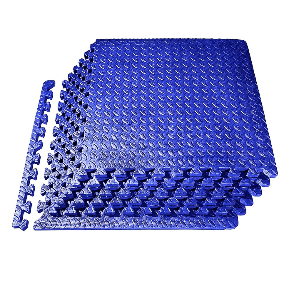 XQKXHZ Foam Mat Floor Tiles, Interlocking EVA Puzzle Exercise Mat, Soft Fitness Flooring for Gyms, Yoga, Workout, Exercising, Yoga, Camping, Playroom, 60 x 60 x 1cm,Blue,20pcs