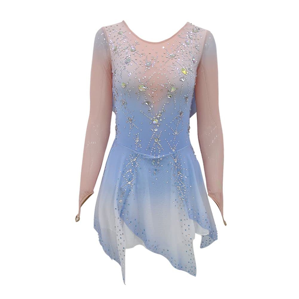 LIUHUO Figure Skating Children's Training Performance Skating Dress Gradient Blue