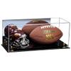 Better Display Cases Acrylic Display Case for Full Size Football and Mini Helmet - Large Rectangle Box with Mirror Case, Gold Risers and Black Base 19.25" x 8.25" x 8" (B47/A103) view 1
