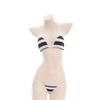Women Halter neck Triangle Bikini Sets Micro Bikini Mini Bra Top T back G String Thong Bottom Strappy Tie Side Underwear Two Piece Swimsuit Sexy Swimwear Brazilian Beach Bathing Suit Black+White view 2