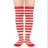 Zando Womens Long Knee High Socks Thigh High Leg Warmers Thigh Long Stockings Striped High Knee Socks Over Knee Leg Warmers Up to The Knee Socks Halloween Socks Thigh Highs Red & White Stripes view 1