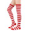 Zando Womens Long Knee High Socks Thigh High Leg Warmers Thigh Long Stockings Striped High Knee Socks Over Knee Leg Warmers Up to The Knee Socks Halloween Socks Thigh Highs Red & White Stripes view 3