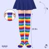 Zando Womens Long Knee High Socks Thigh High Leg Warmers Thigh Long Stockings Striped High Knee Socks Over Knee Leg Warmers Up to The Knee Socks Halloween Socks Thigh Highs Red & White Stripes view 4