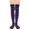 Zando Womens Long Knee High Socks Thigh High Leg Warmers Thigh Long Stockings Striped High Knee Socks Over Knee Leg Warmers Up to The Knee Socks Halloween Socks Thigh Highs Black & Purple Stripes view 1