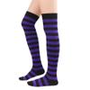 Zando Womens Long Knee High Socks Thigh High Leg Warmers Thigh Long Stockings Striped High Knee Socks Over Knee Leg Warmers Up to The Knee Socks Halloween Socks Thigh Highs Black & Purple Stripes view 2