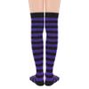 Zando Womens Long Knee High Socks Thigh High Leg Warmers Thigh Long Stockings Striped High Knee Socks Over Knee Leg Warmers Up to The Knee Socks Halloween Socks Thigh Highs Black & Purple Stripes view 3