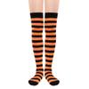 Zando Women's Long Knee High Socks, Thigh High Leg Warmers, Stockings, Striped Over Knee, Halloween, Black & Orange Stripes view 1