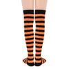 Zando Women's Long Knee High Socks, Thigh High Leg Warmers, Stockings, Striped Over Knee, Halloween, Black & Orange Stripes view 3