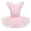 DYMCII Girls Ballet Dance Tutu Leotard Dress Short Sleeve Skirted Ballerina Outfit Princess Lace Dancewear Gymnastics Costume Pink 4-5T view 1