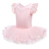 DYMCII Girls Ballet Dance Tutu Leotard Dress Short Sleeve Skirted Ballerina Outfit Princess Lace Dancewear Gymnastics Costume Pink 4-5T view 2