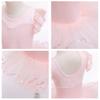 DYMCII Girls Ballet Dance Tutu Leotard Dress Short Sleeve Skirted Ballerina Outfit Princess Lace Dancewear Gymnastics Costume Pink 4-5T view 4