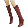 Bcshiye Women's Pointed Toe Western Boot Snakeskin Knee High Boots Chunky High Heel Leather Riding Cowboy Boots view 2