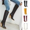 Bcshiye Women's Pointed Toe Western Boot Snakeskin Knee High Boots Chunky High Heel Leather Riding Cowboy Boots view 4