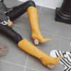 Bcshiye Women's Pointed Toe Western Boot Snakeskin Knee High Boots Chunky High Heel Leather Riding Cowboy Boots view 3