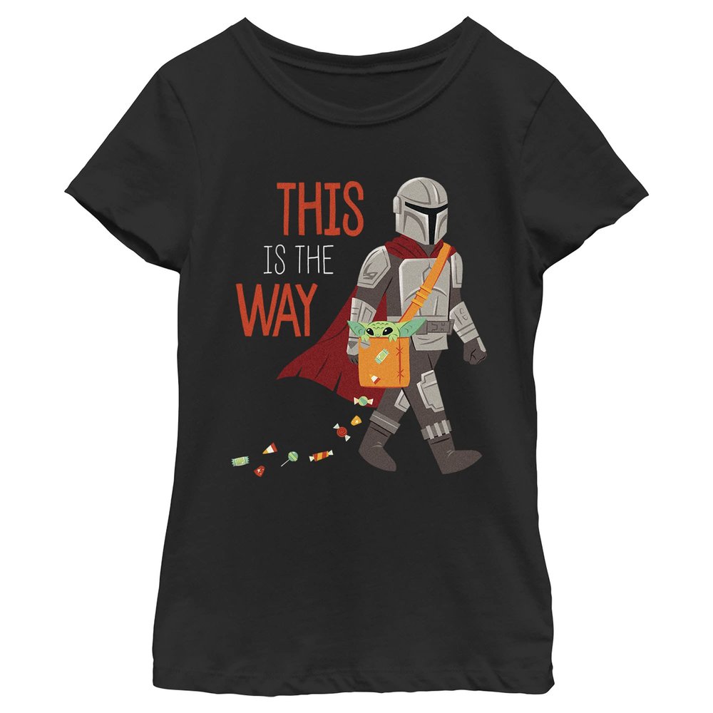 Star Wars Girl's Halloween Grogu This Is The Way T-Shirt Black, Medium