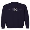 0407. Street Wear BK Brooklyn NY NYC New York Fonts Men's Crewneck Sweatshirt (Navy Small) view 1