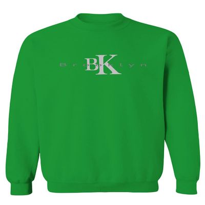 0407. Street Wear BK Brooklyn NY NYC New York Fonts Men's Crewneck Sweatshirt (Irish Green X-Large)
