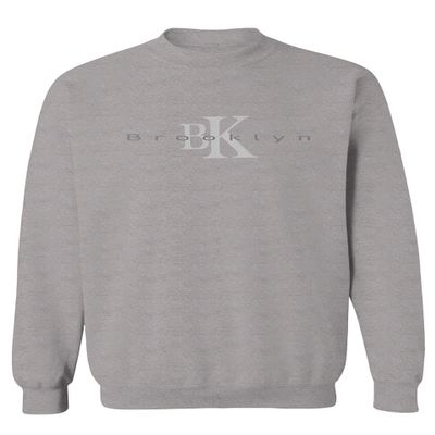 0407. Street Wear BK Brooklyn NY NYC New York Fonts Men's Crewneck Sweatshirt (Light Gray X-Large)