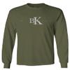 0407. Street Wear BK Brooklyn NY NYC New York Fonts Men's Long Sleeve t Shirt (Olive, X-Large) view 1