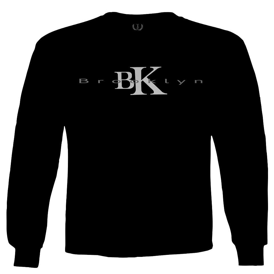 0407. Street Wear BK Brooklyn NY NYC New York Fonts Men's Long Sleeve t Shirt (Black, 2X Large)