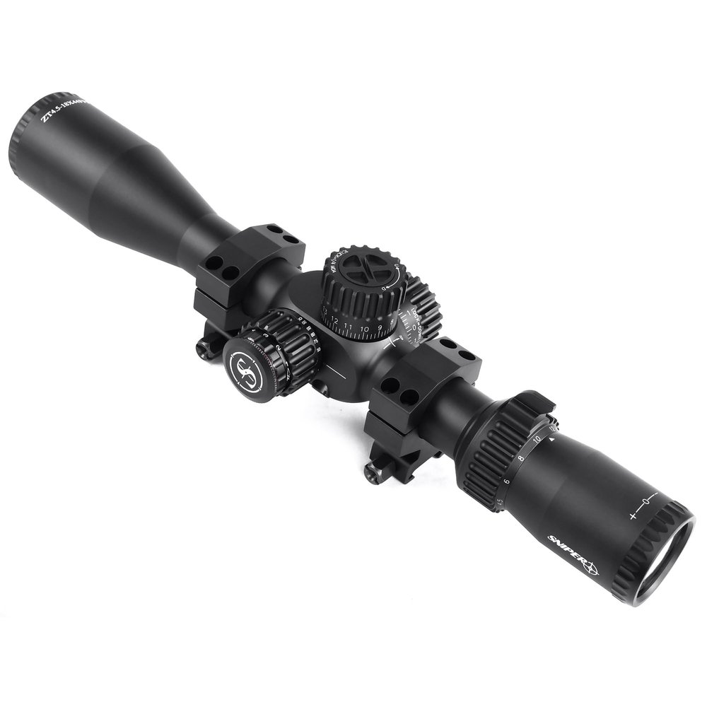 Scope 4.5-18X44 30mm First Focal Plane Riflescope with Red/Green Illuminated Reticle Multi-Coated Lenses, QTA (Quick Target Acquisition) Turrets with Lens Covers/Scope Rings (ZT4.5-18X44FFP)
