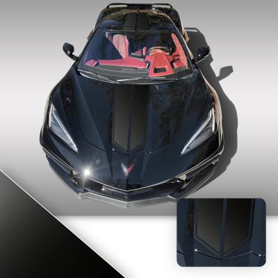 Full Body Race Stripes Graphic Overlay Pre Cut Vinyl Decal Compatible with Chevrolet Corvette C8 2020 2021 - Metallic Matte Chrome Black