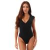 Hansber Women's Deep V-Neck Ballet Dance Leotard Open Back Halter Neck Gymnastics Bodysuit Jumpsuit Dancewear Black Large view 1