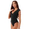 Hansber Women's Deep V-Neck Ballet Dance Leotard Open Back Halter Neck Gymnastics Bodysuit Jumpsuit Dancewear Black Large view 2