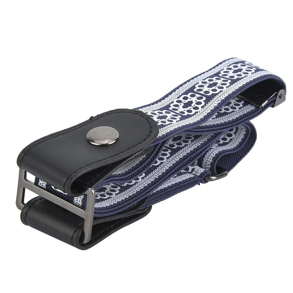 Alomejor Waist Belt No Buckle Stretch Belt For Women/Men Buckle Elastic Waist Belt for Jean Pants Dresses(Printed Blue)