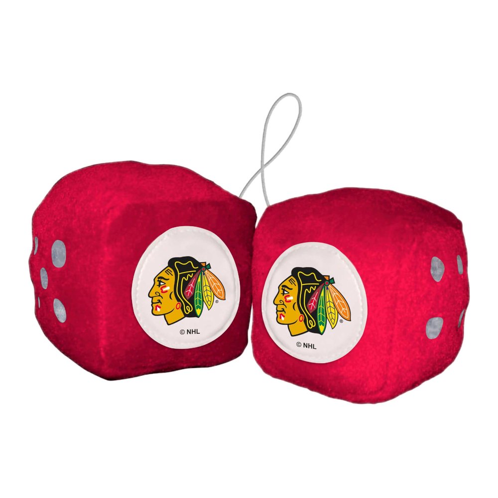 FANMATS 32003 Chicago Blackhawks Team Color Fuzzy Dice Dcor 3" Set