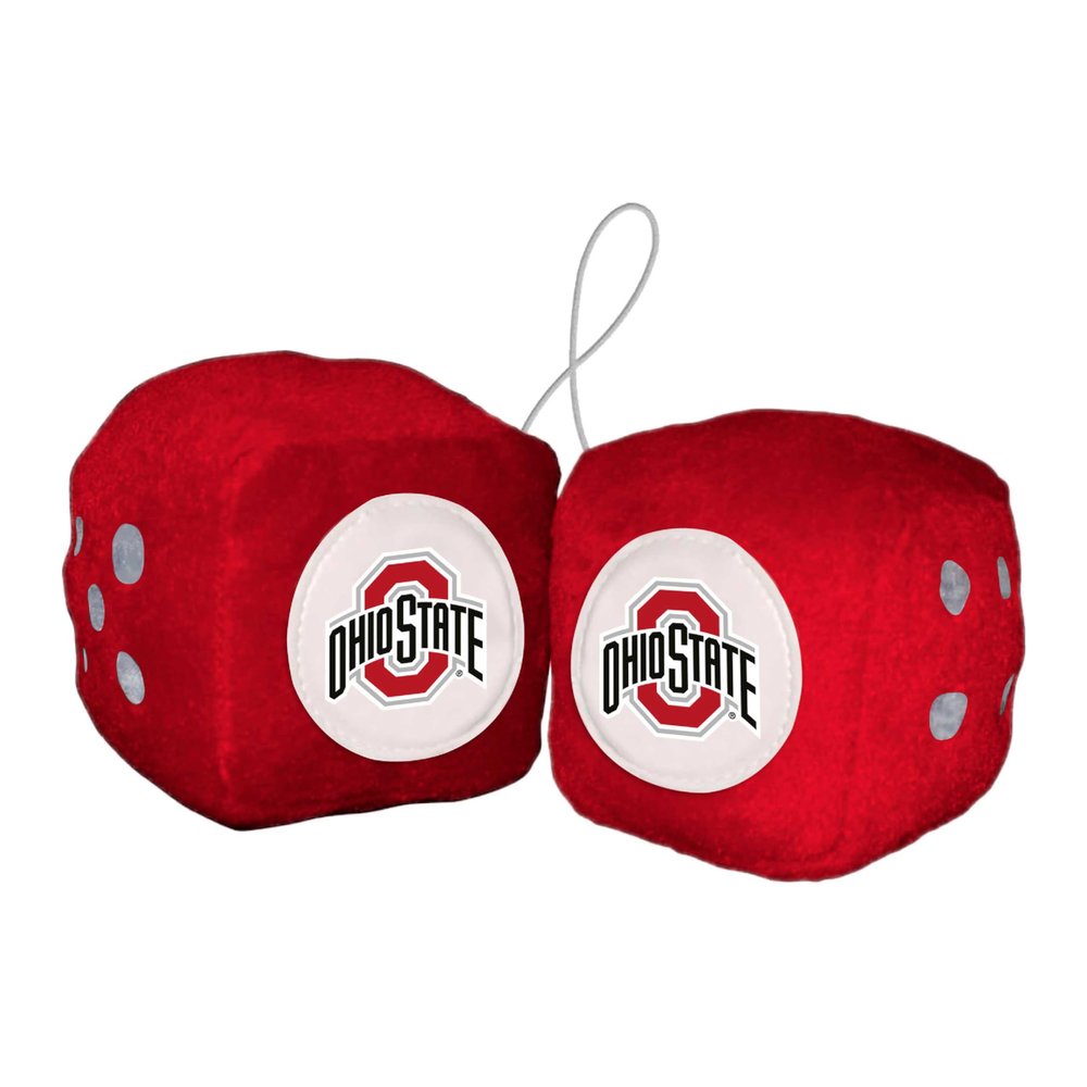 FANMATS 32015 Ohio State Team Color Fuzzy Dice Dcor 3" Set
